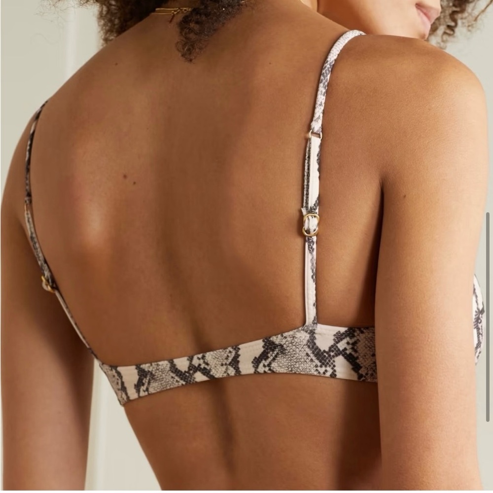 VIX PAULA HERMANNY Women’s Sz L Erin knotted snake-print bikini top NWT Beige - Picture 4 of 12